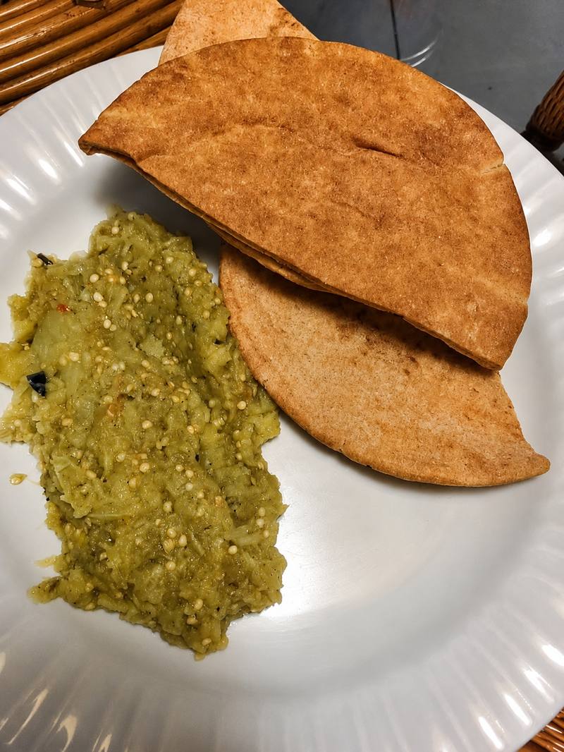 Choka — plated with pita bread